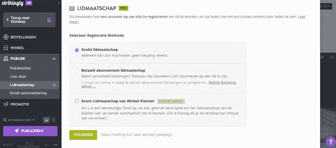 maak eenvoudig een lidmaatschapswebsite met een knop - geen codering
