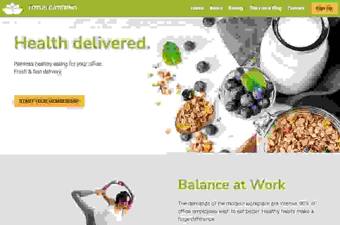 plantilla de Strikingly Lotus Catering website