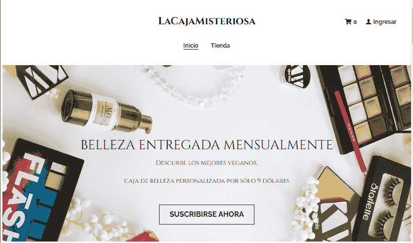 Plantilla MysteyBox de Strikingly
