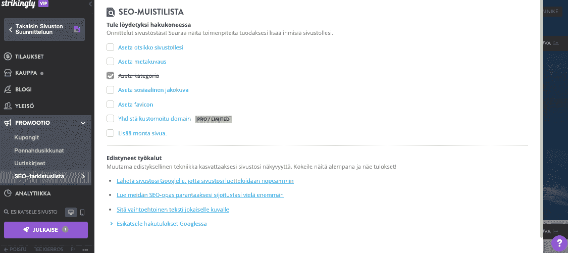 SEO tarkistuslista