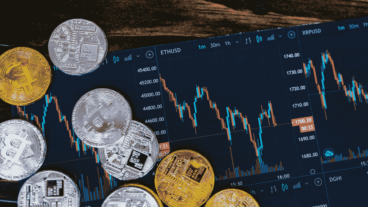 Grafik Pasar Saham dengan Koin
