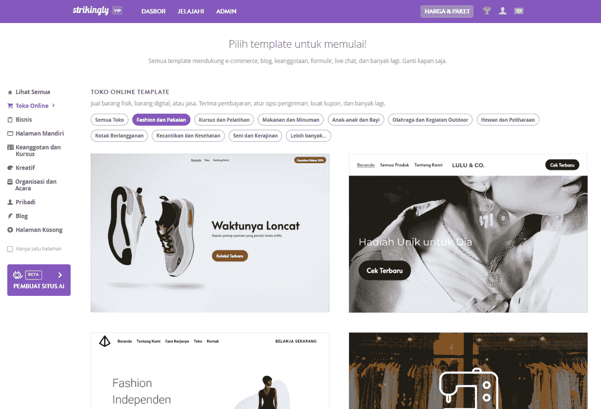 Halaman Template Pilihan yang Mencolok: Bangun dan Desain Situs Web E-niaga Pakaian Grosir