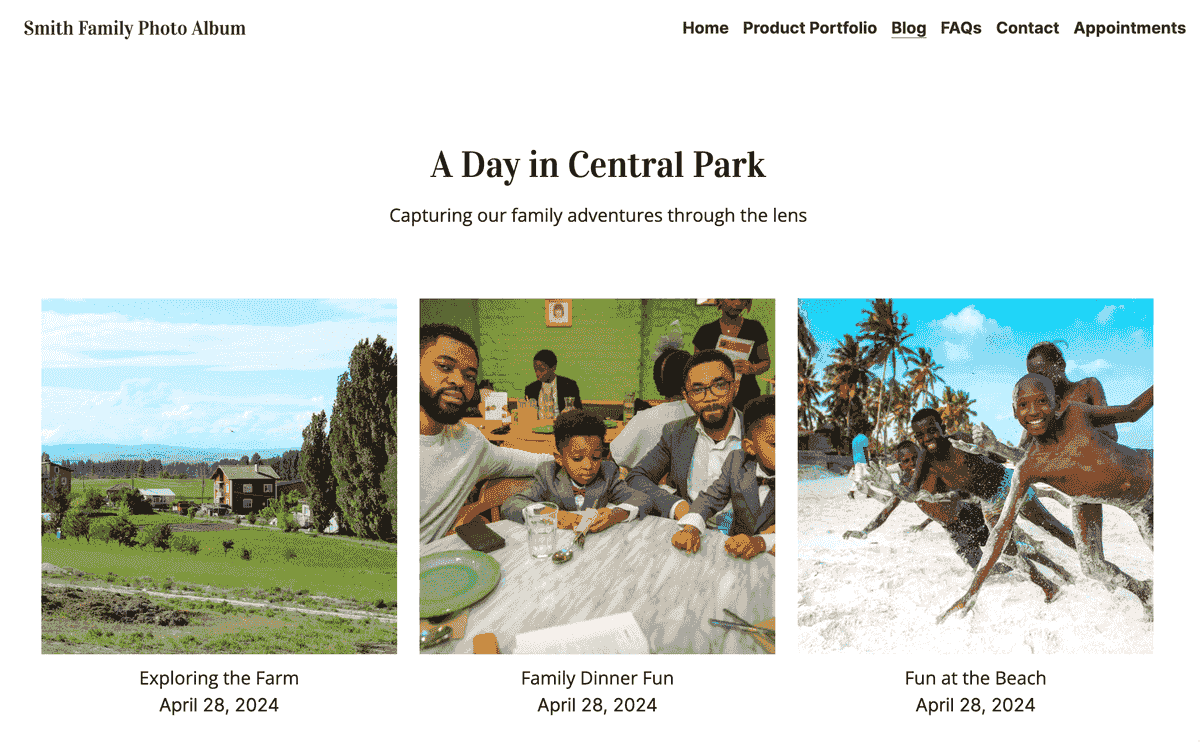 Sitio web de fotografía familiar