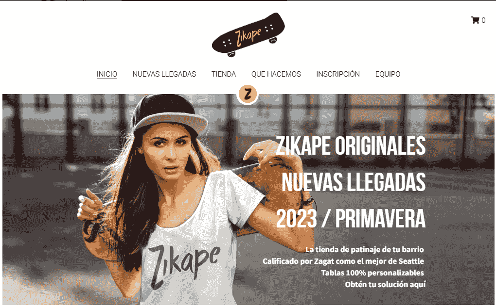 Plantilla Zikape de Strikingly