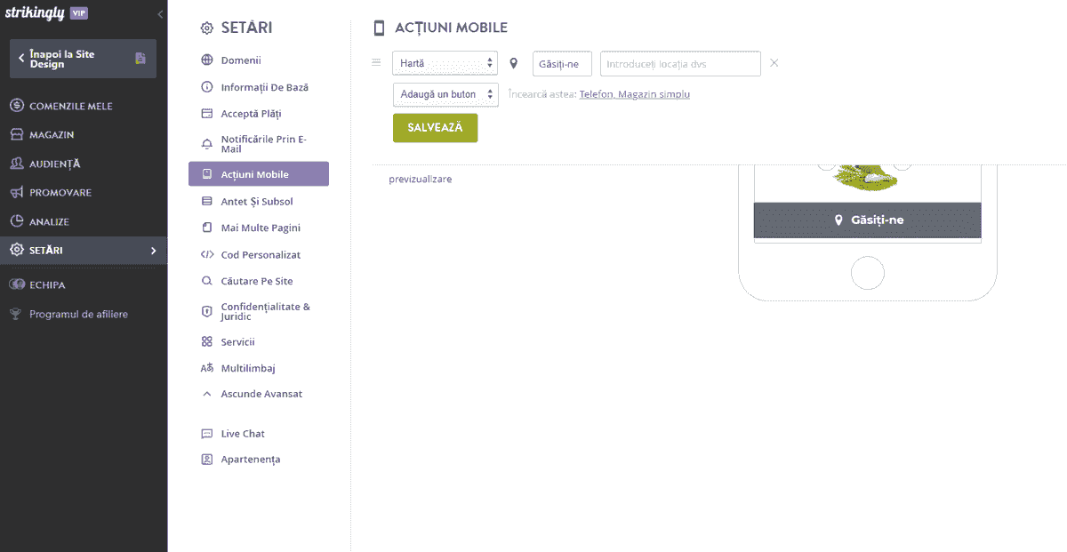 Design receptiv - adăugați acțiuni numai pentru dispozitive mobile