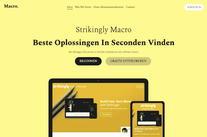 Opvallend: macro-websitesjabloon met lidmaatschaps-/inlogfunctie