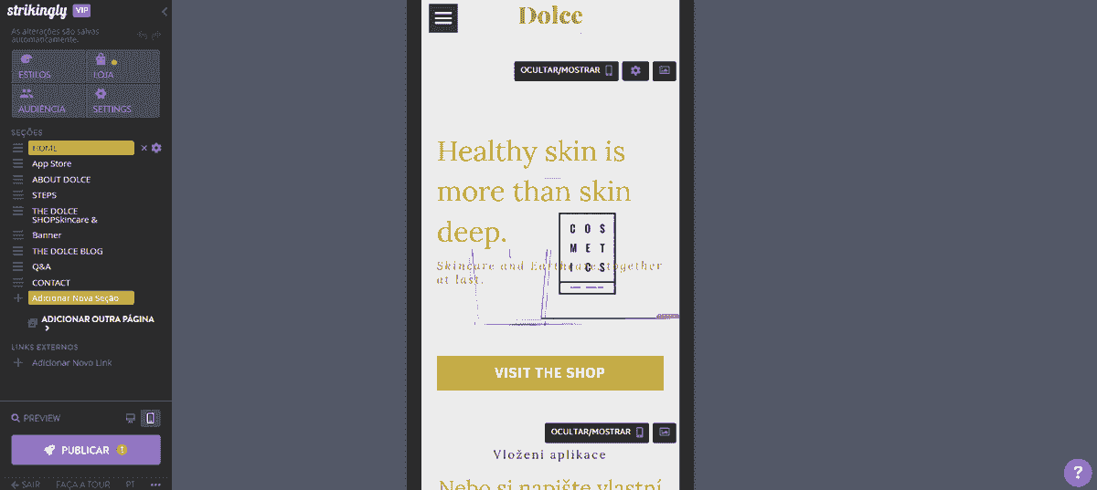 tendências de comércio eletrônico - modelos de sites otimizados para dispositivos móveis no Strikingly