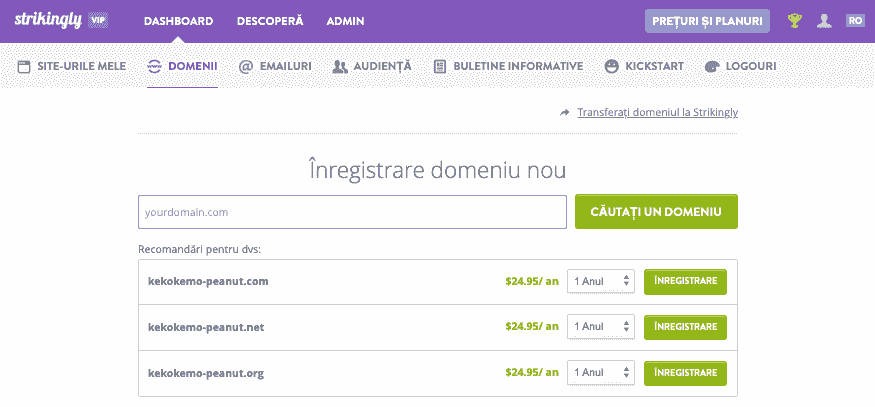 Surprinzător - Înregistrați un nume de domeniu