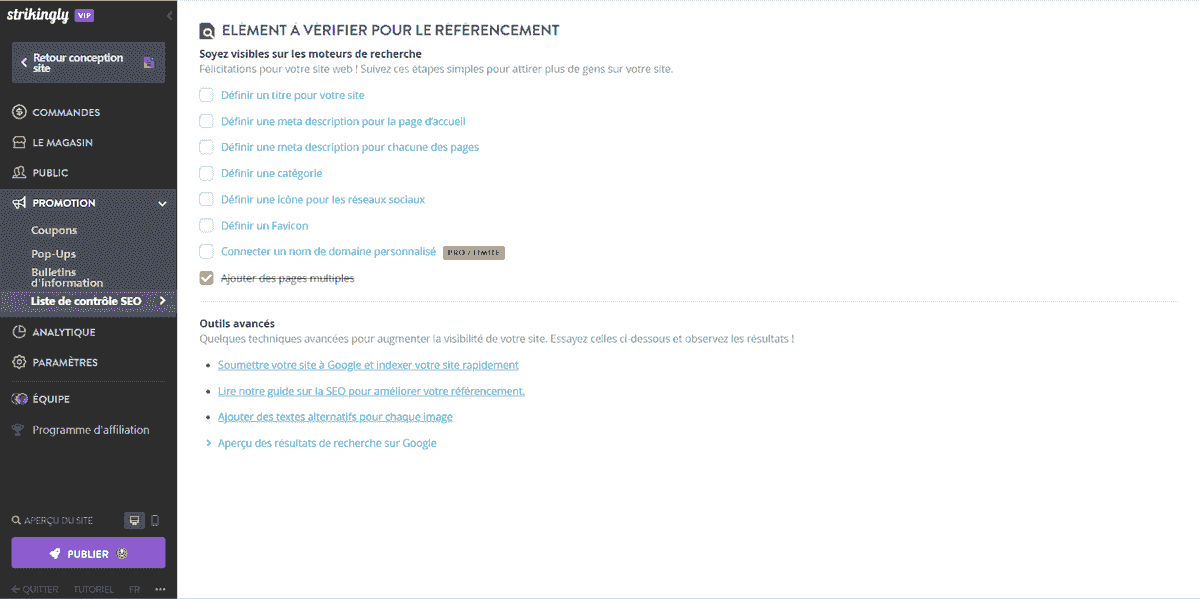 Maximiser le potentiel SEO avec Strikingly