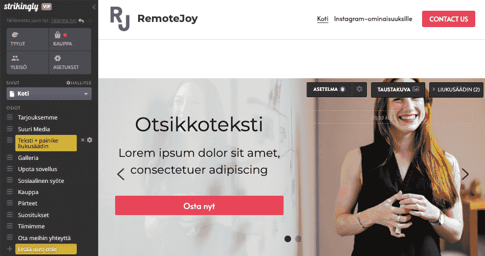 Upotettu videosisältö toimintakehotusbanneriin
