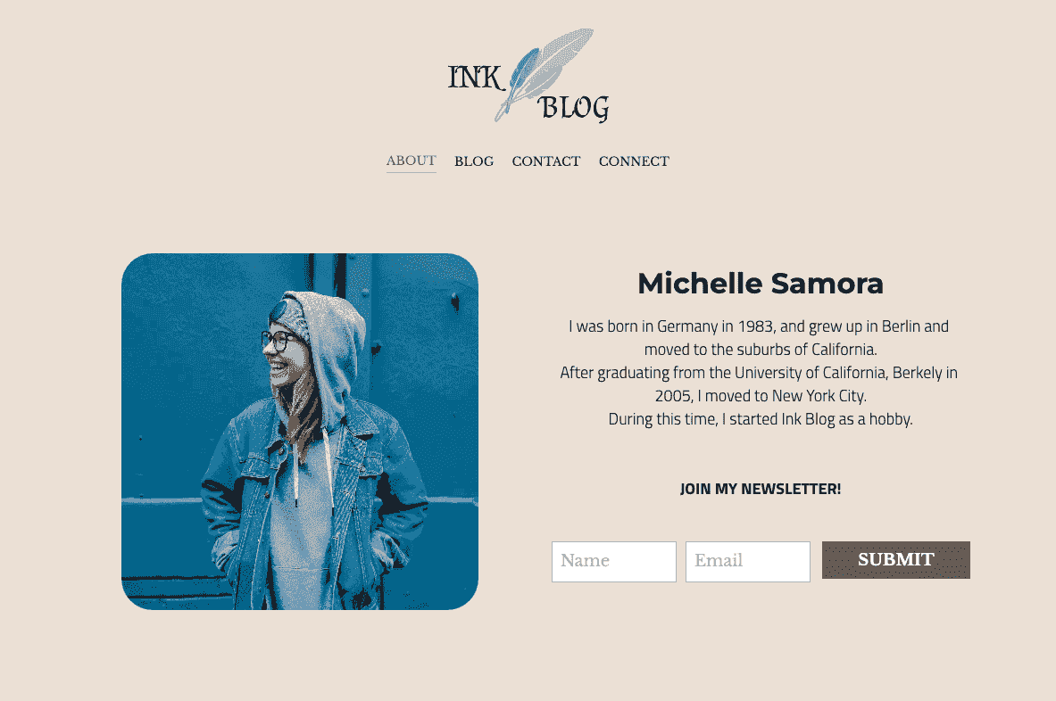 Strikingly — szablon bloga InkBlog