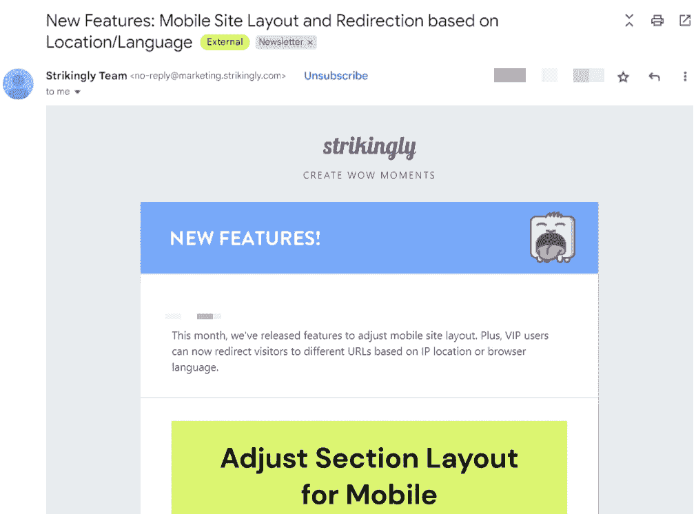 Strikingly LifeCycle Email