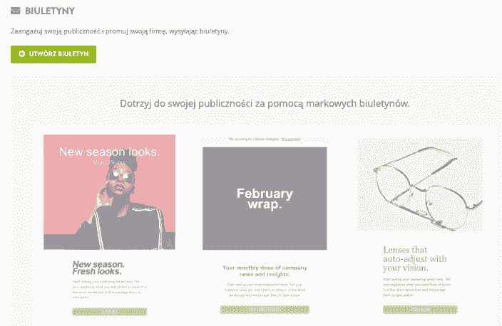 Strikingly - Funkcja Biuletynu
