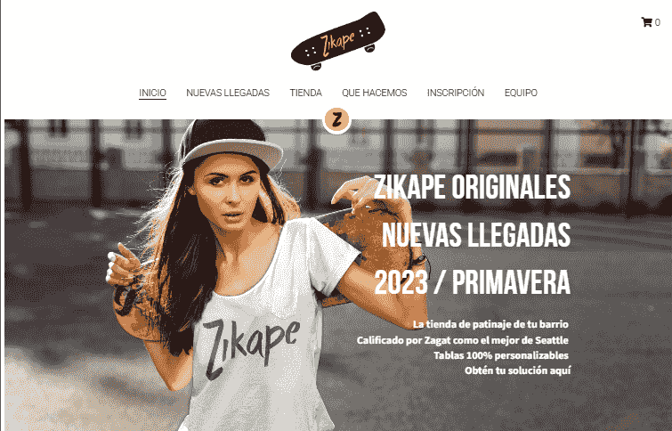 Plantilla Zikape de Strikingly