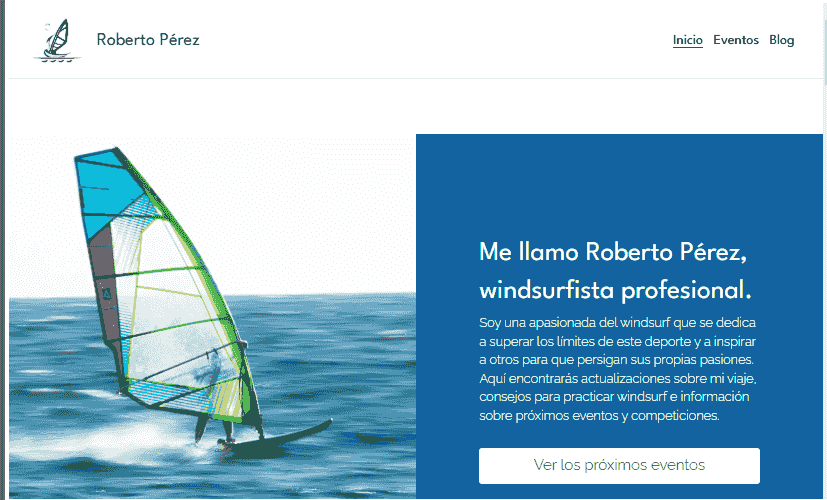 Plantilla de windsurf de Strikingly