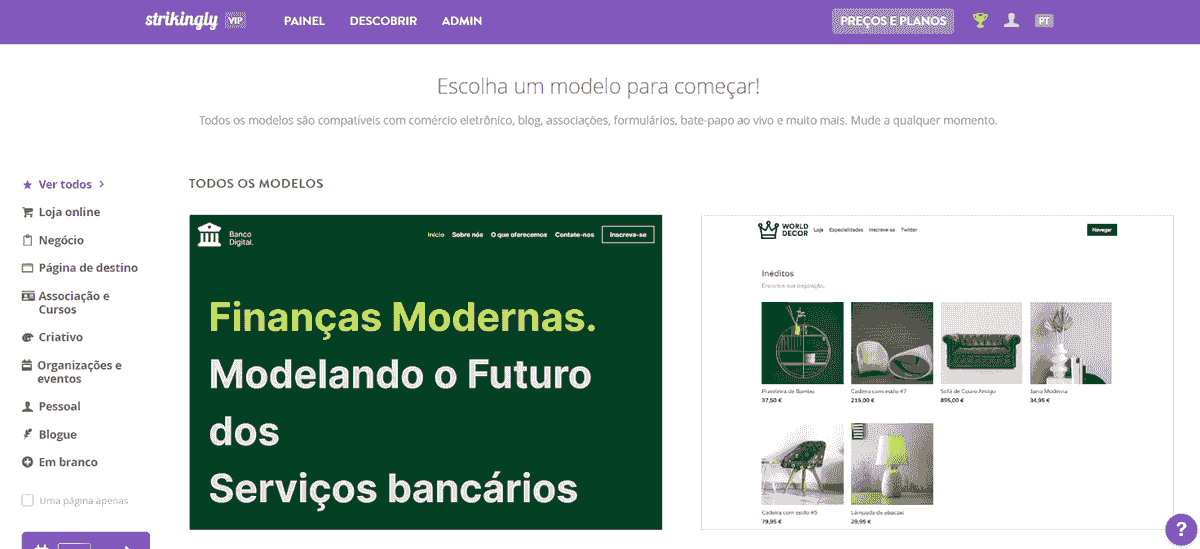 Selecione a página do modelo de forma impressionante