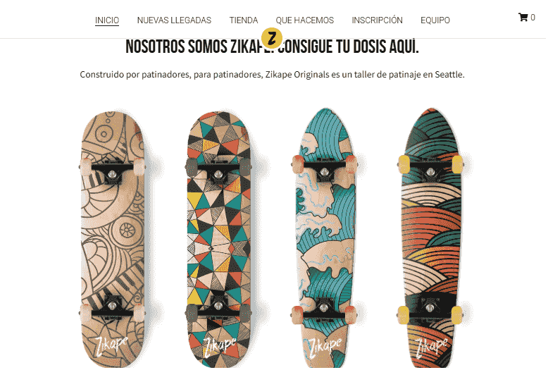 Plantilla Zikape de Strikingly