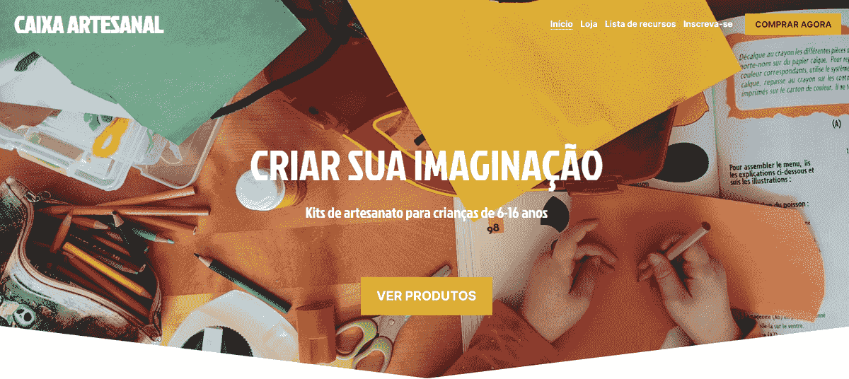 Modelo de loja virtual Craft Box da Strikingly