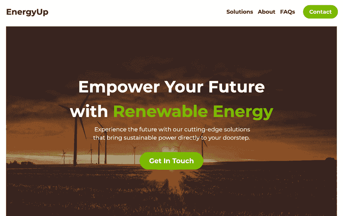 Plantilla Energy Up de Strikingly