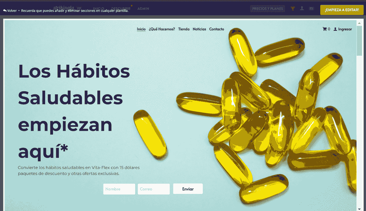 Diseño de página de inicio con Strikingly: elementos visuales atractivos