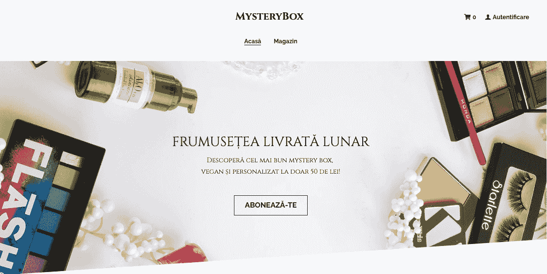 Șablon de cutie misterioasă pentru site-urile web pentru artiști de machiaj