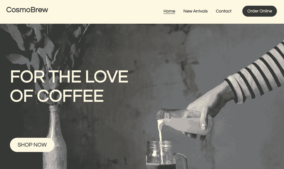 Plantilla CosmoBrew de Strikingly