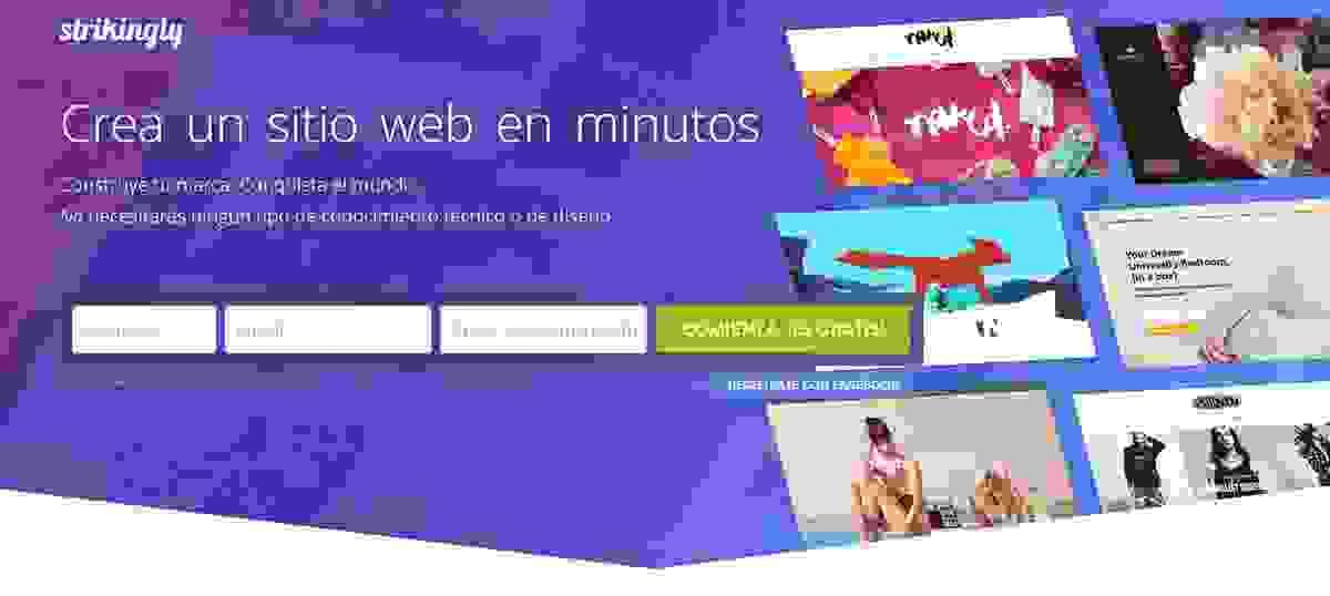 Página de inicio de Strikingly