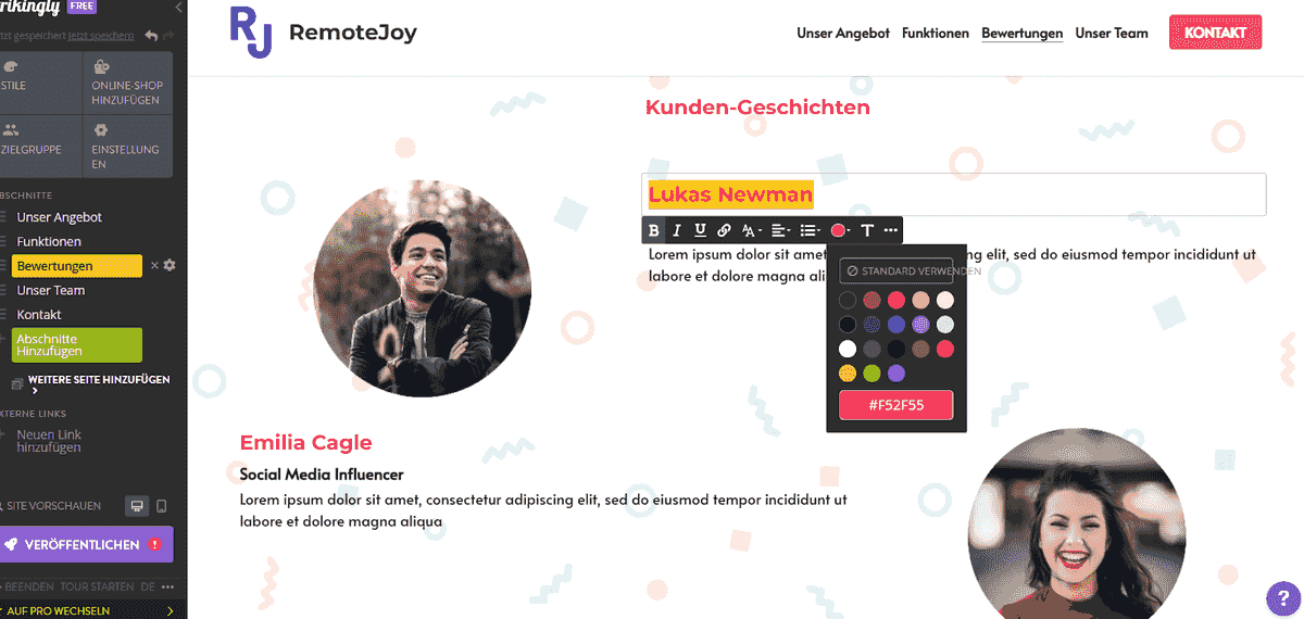 Benutzerfreundlicher Website-Builder