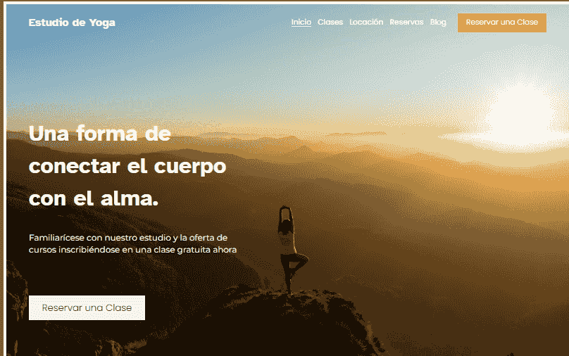 Plantilla de negocio de yoga de Strikingly