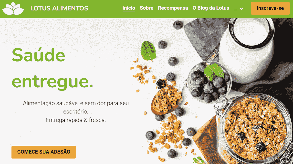 Modelo de Buffet Lotus da Strikingly