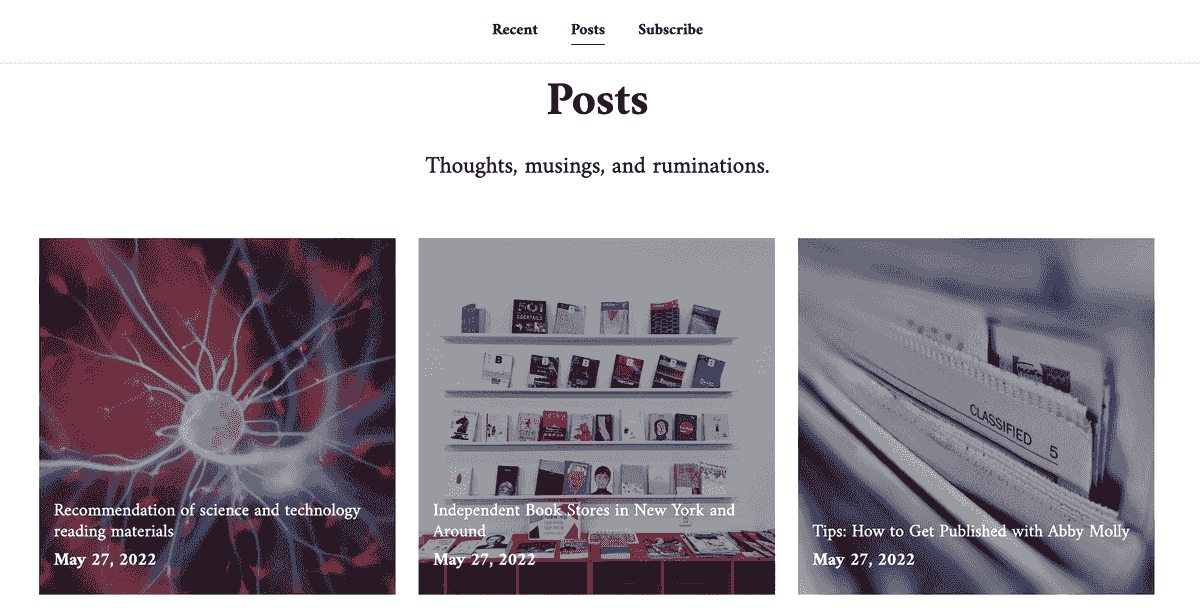 Plantilla de blog Bookworms de Strikingly