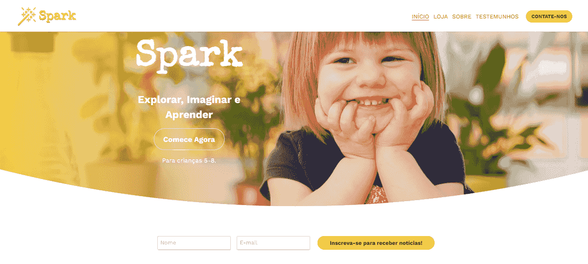 Modelo de loja virtual Spark da Strikingly