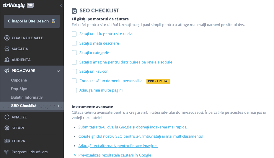 Surprinzător - Lista de verificare SEO
