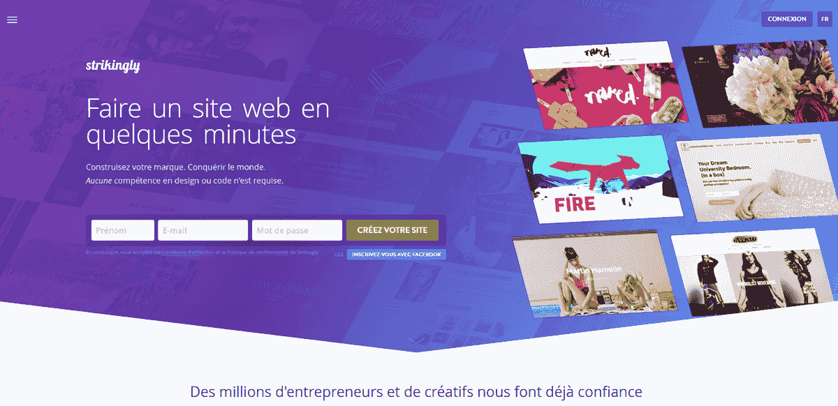 Fonctionnalités de Strikingly liées à la vente de maquillage en ligne