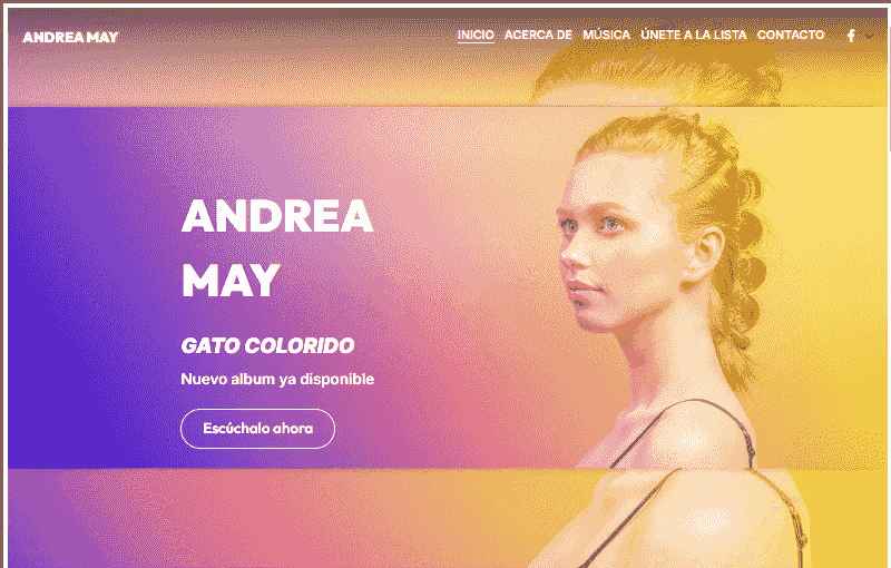 Plantilla de Andrea May de Strikingly