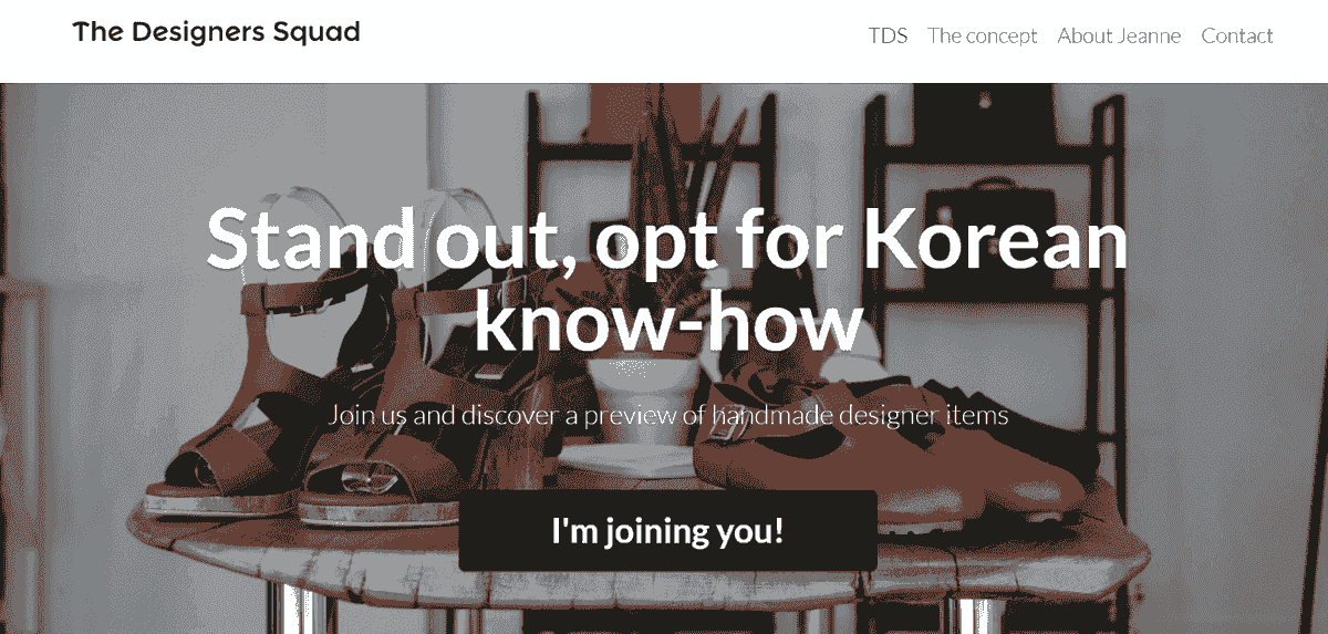 Witryna internetowa Designer's Squad Strikingly