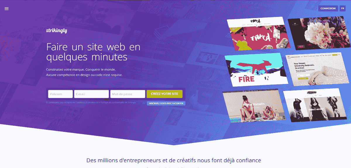 Commercialisez votre entreprise avec Strikingly