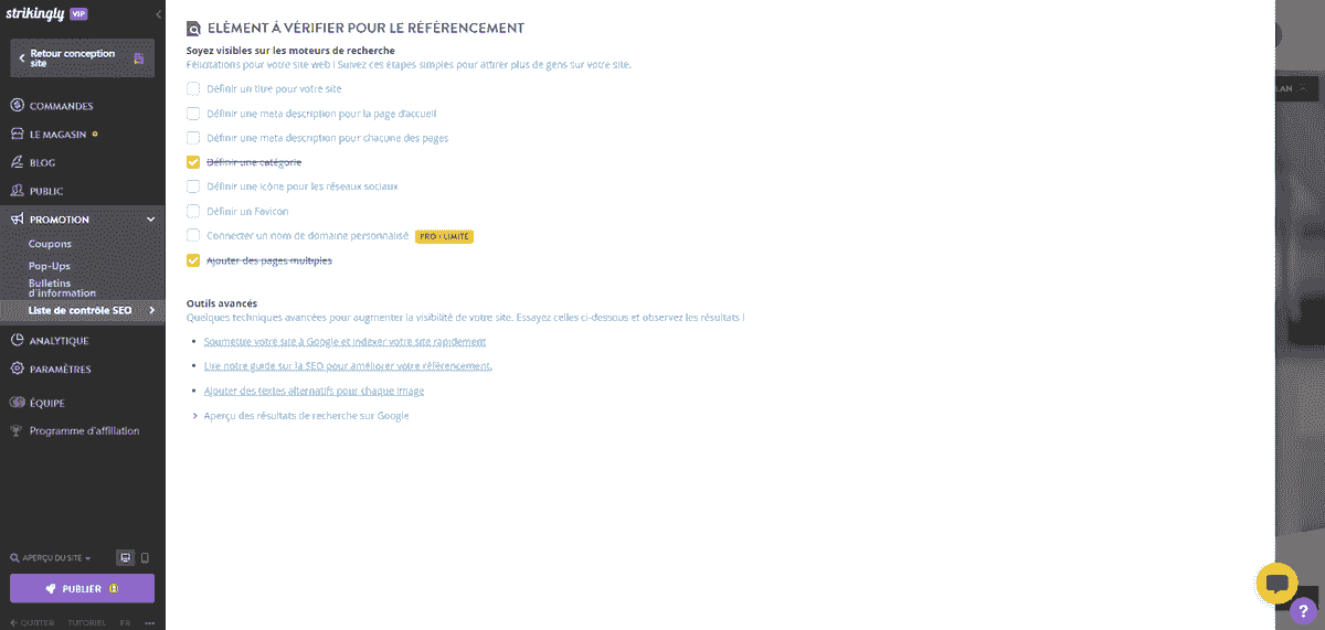 Outils de SEO et de marketing