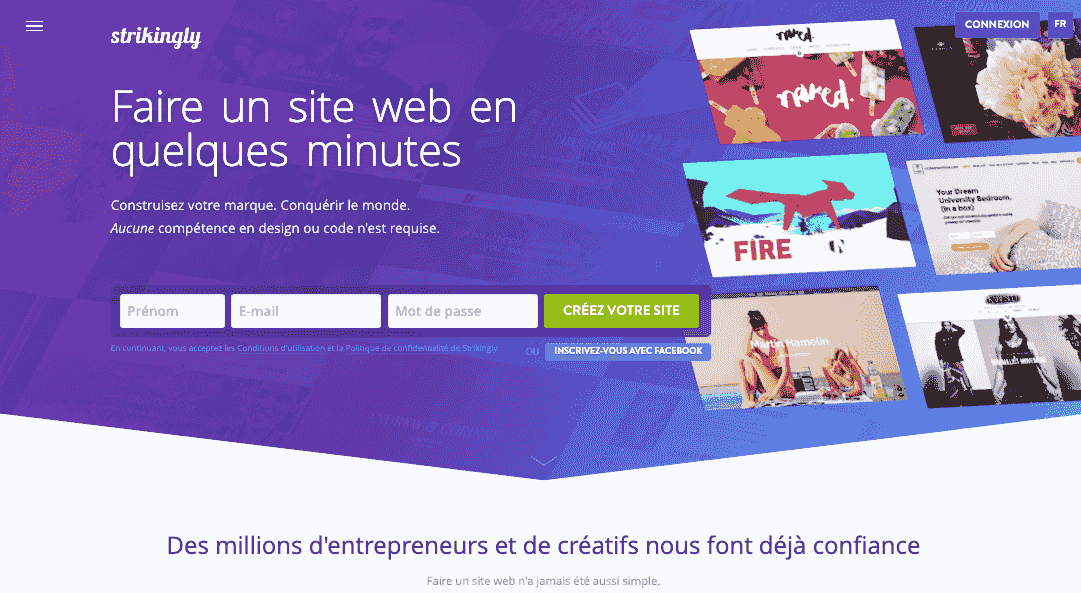 Page de destination frappante