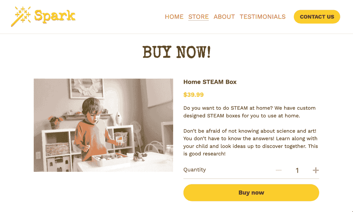 Plantilla Spark Steam de Strikingly