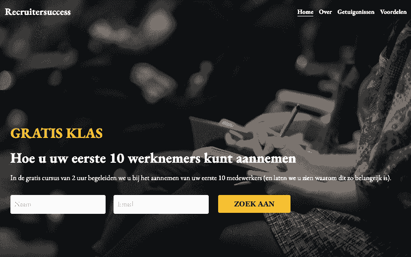 Successjabloon voor recruiter van Strikingly