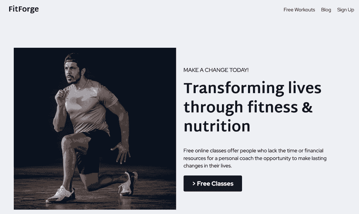 Plantilla FitForge de Strikingly