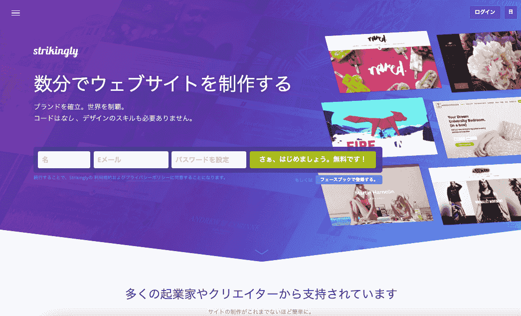 印象的なランディングページ