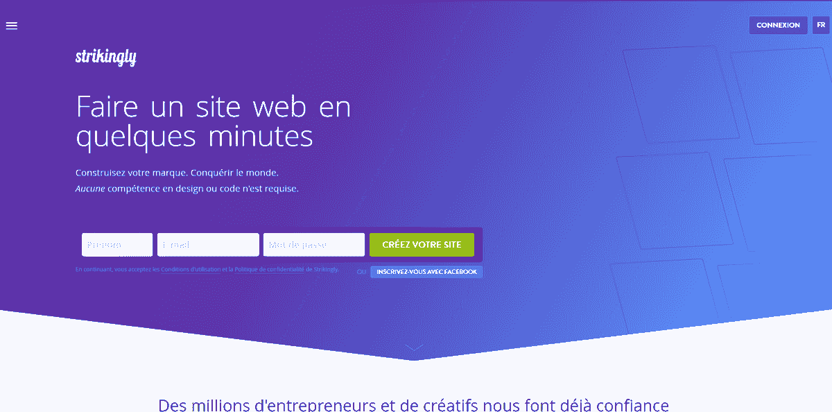 Caractéristiques de Strikingly pour les startups de restaurants