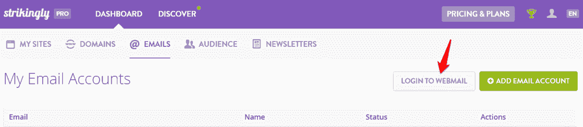 conta de e-mail comercial gratuita - Faça login no Webmail após criar um e-mail personalizado