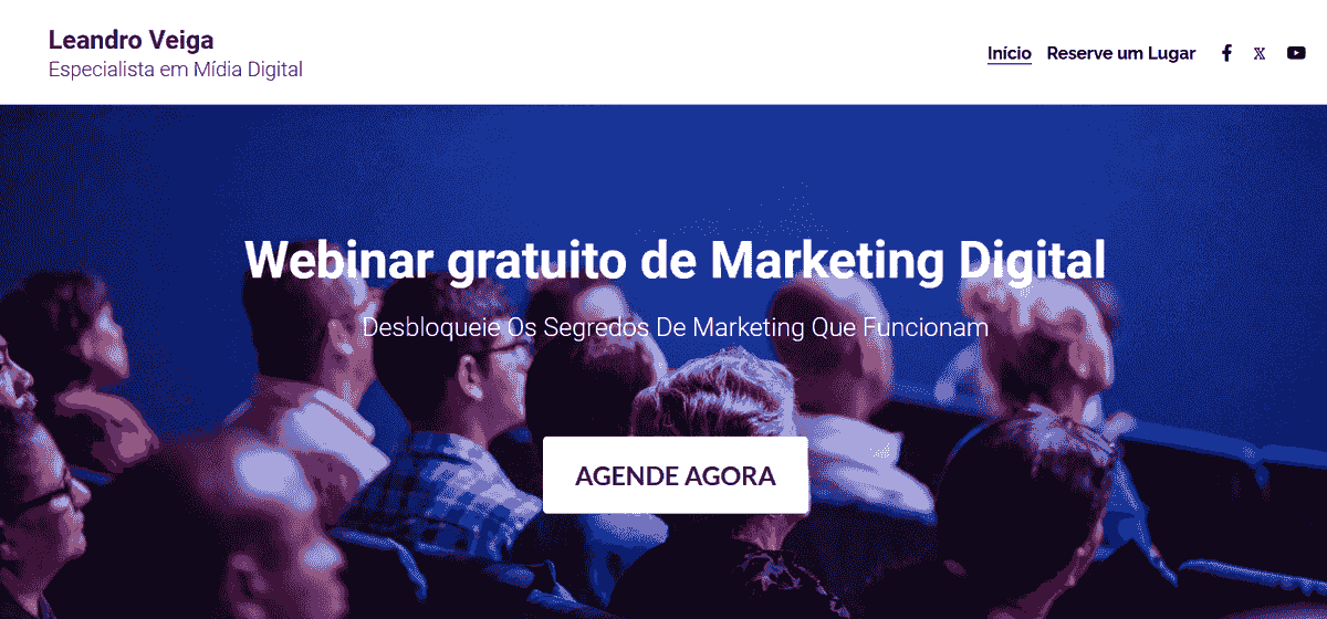 Modelo de webinar da Strikingly