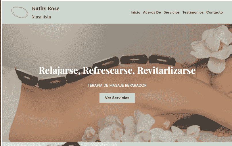 Plantilla de terapeuta de masajes de Strikingly