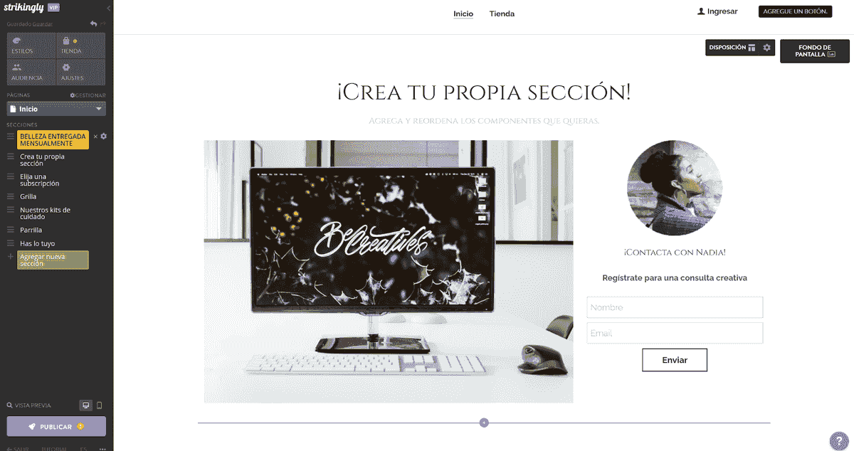 Mejora tu diseño web con Strikingly