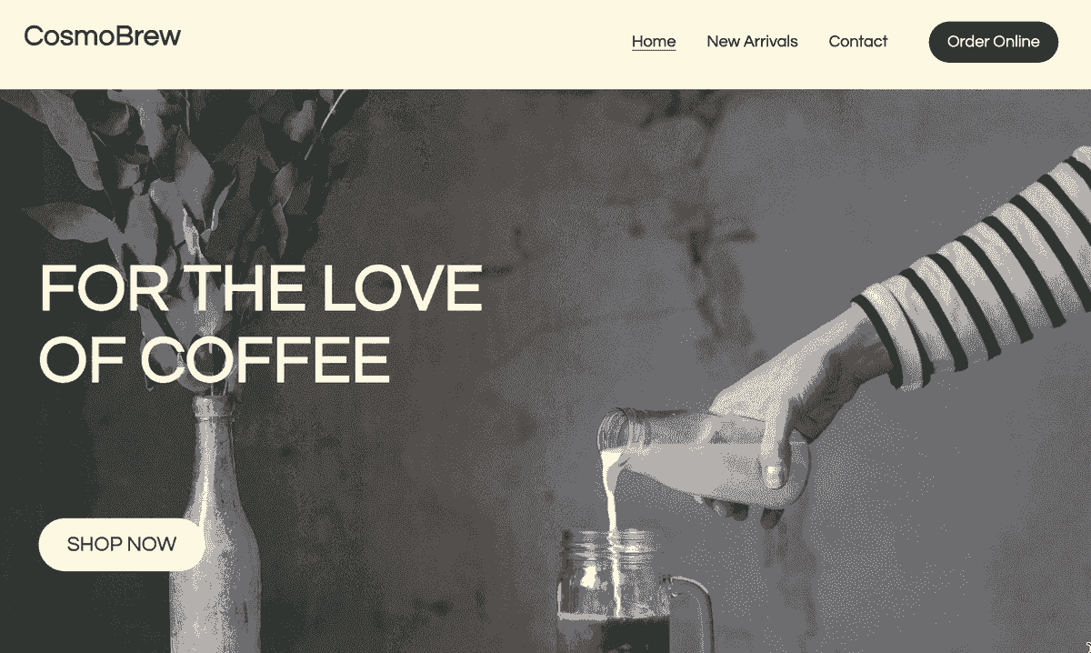 Strikingly 的 CosmoBrew 模板