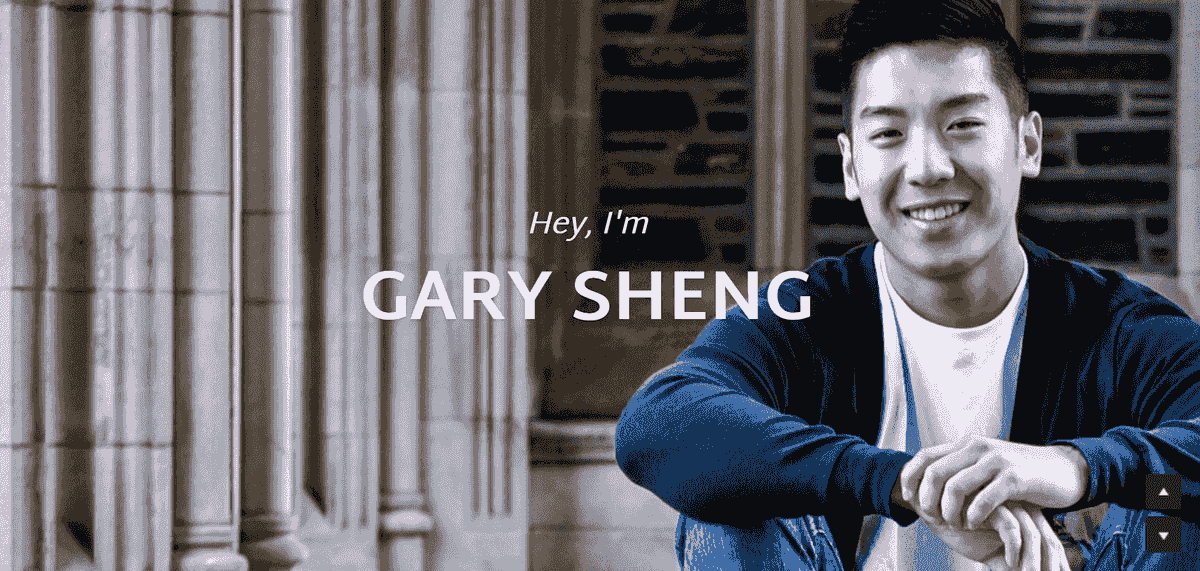 Webová stránka osobní značky Gary Sheng